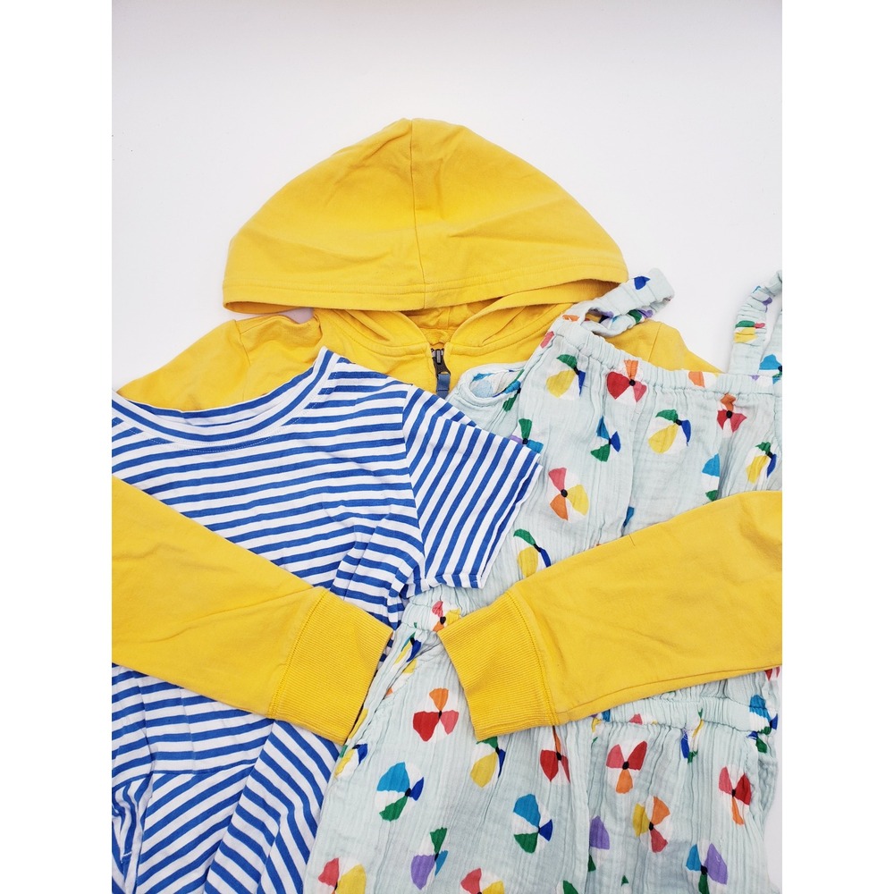 Primary Girls Bundle Yellow Hoodie Striped Dress Fruit Jumpsuit Size 10